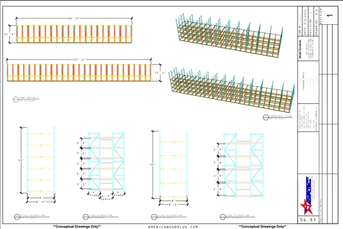 Push Back Rack CAD Drawing